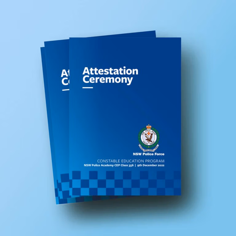 New South Wales police Academy, atestation ceremony class, 356, 2022 booklet