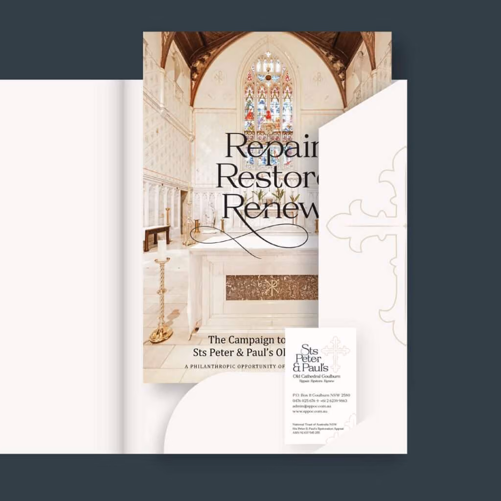 Saint Peter and Paul's Cathedral folder and business card and repair restore renew fly